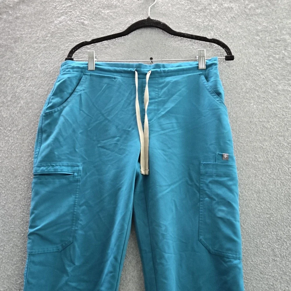 FIGS Women Scrub Pants Small Blue Yola Slim Cargo Straight Drawstring 28
